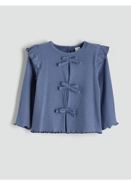 Indigo Fırfırlı Kız Bebek Bluz ve Pantolon 2'li Takım (W5) fiyatları