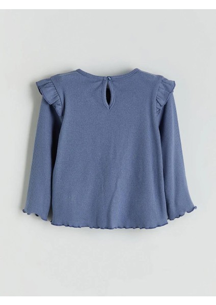 Indigo Fırfırlı Kız Bebek Bluz ve Pantolon 2'li Takım (W5) fırsatları