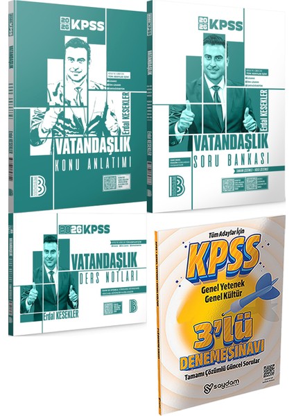 2026 Kpss Vatandaşlık Konu Anlatımı Soru Bankası Ders Notları - 3 Deneme