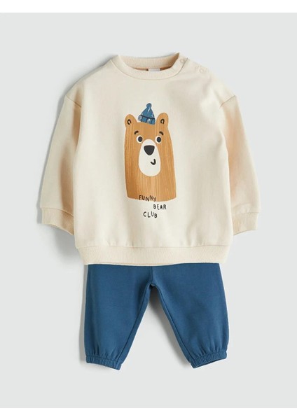 Ayı Baskılı Erkek Bebek Eşofman Takımı (W5)