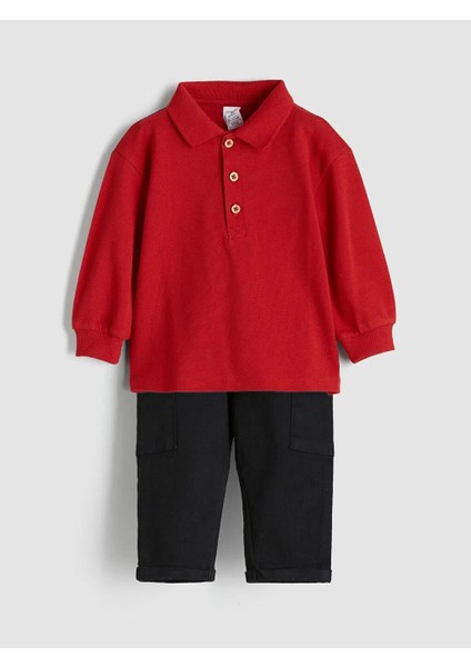 Polo Yaka Erkek Bebek Tişört ve Pantolon 2'li (W5)