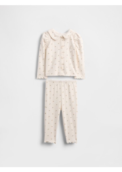 Bebek Krem Pointelle Fitilli Outfit Set