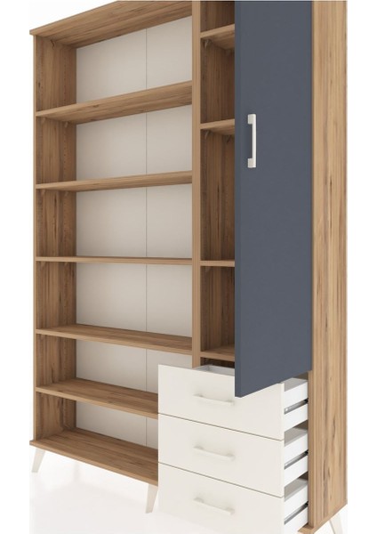 Arges Dolap 9 Raflı 3 Çekmeceli Tek Kapaklı 132X30X195 Çam-Antrasit/aytaşı fırsatları