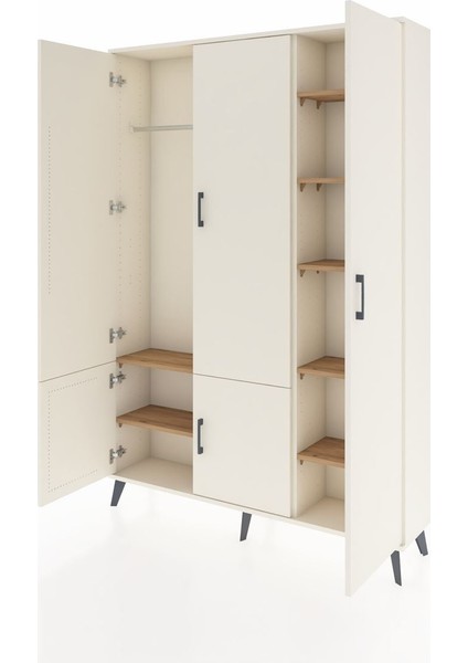 Arges Dolap 7 Raflı 5 Kapaklı Tek Askılı 132X30X195 Aytaşı-Aytaşı/çam modelleri