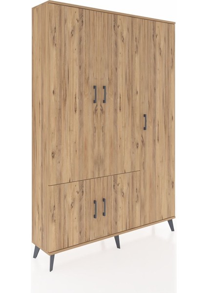 Arges Dolap 7 Raflı 5 Kapaklı Tek Askılı 132X30X195 Çam-Çam/aytaşı fiyatları