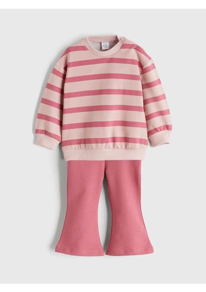 Bisiklet Yaka Kız Bebek Sweatshirt ve Tayt (W5)