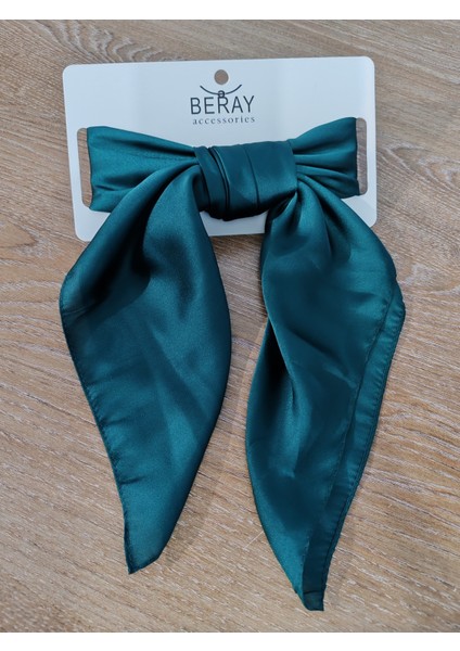 Beray 70*70 cm Desenli Saten Fular Yeşil