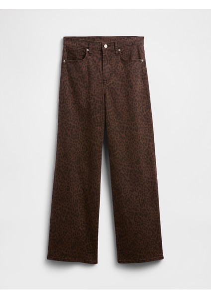 Kadın Koyu Kahverengi High Rise Wide-Leg Jean Pantolon fiyatları
