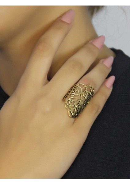 Trend Otantik Çiçek Desenli Antik Ayarlanabilir Kadın Vintage Yüzük EUY1277