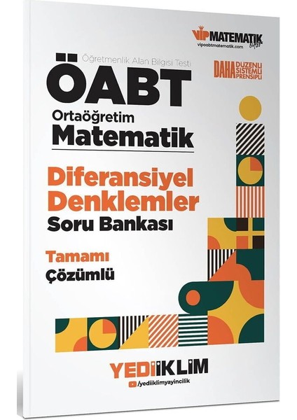 Yediiklim 2026 Öabt Meb-Ags Lise Ortaöğretim Matematik Diferansiyel Denklemler Soru Bankası Çözümlü Yediiklim Yayınları
