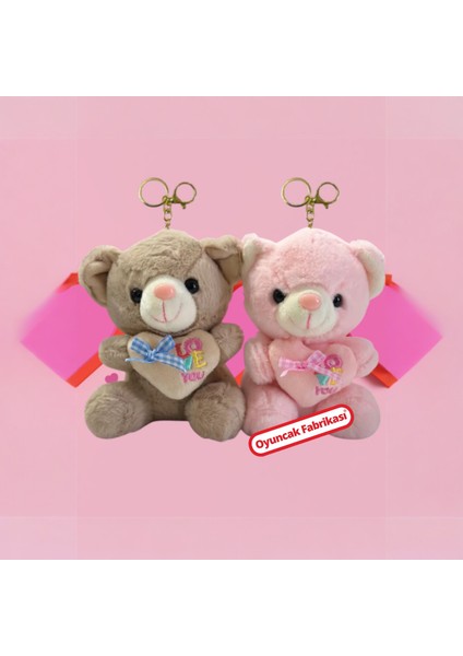 Peluş Ayıcık Anahtarlık Kalpli 12 cm Ithal 12 Adet