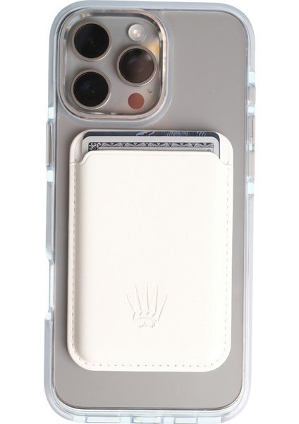 Silicone Case Iphone 16 Pro Max Beyaz Kılıf Magsafe Özellikli Şeffaf Sert Pc Embos Kılıf+Kamera Koruyucu+Kartlık