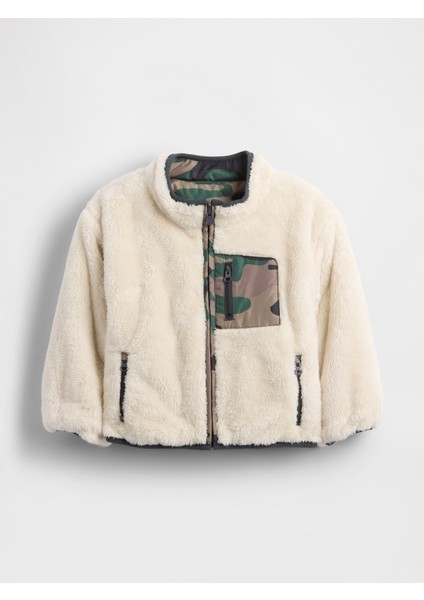 Erkek Bebek Beyaz Lightweight Sherpa Reversible Ceket