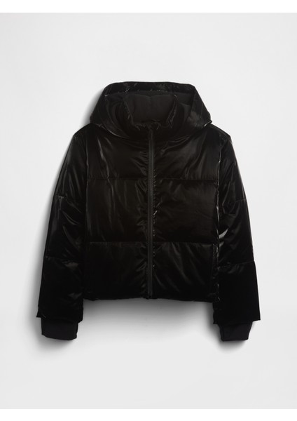Kız Çocuk Siyah Coldcontrol Max Shine Şişme Puffer Mont