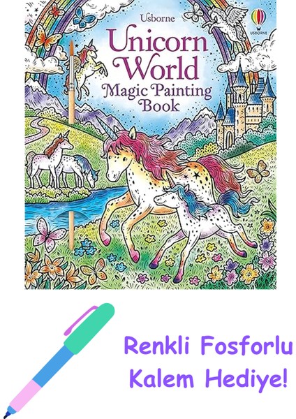 Unicorn World Magic Painting Book + Fosforlu Kalem Hediye