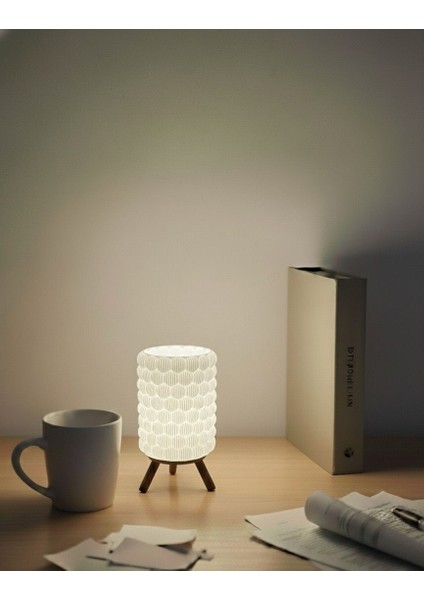 Origami Tasarım 3D Baskı Dekoratif Masa Lambası – Pilli Mum Işıklı Geometrik Gece Lambası