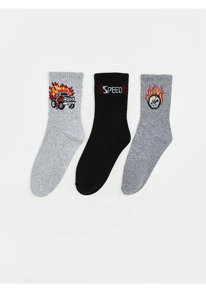 Desenli Erkek Çocuk Soket Çorap 3'lü (W5)