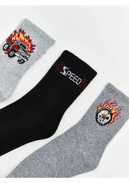 Desenli Erkek Çocuk Soket Çorap 3'lü (W5) fiyatları