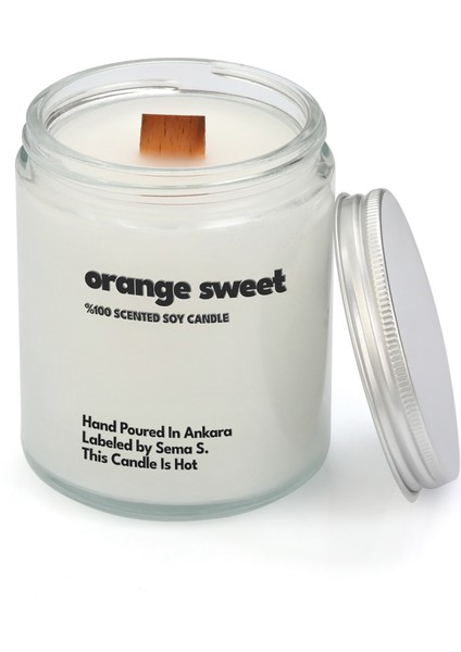 : Orange Sweet : Cam Kavanozda Kokulu %100 Soya Mum (Portakal, Vanilya, Pudra) fırsatları