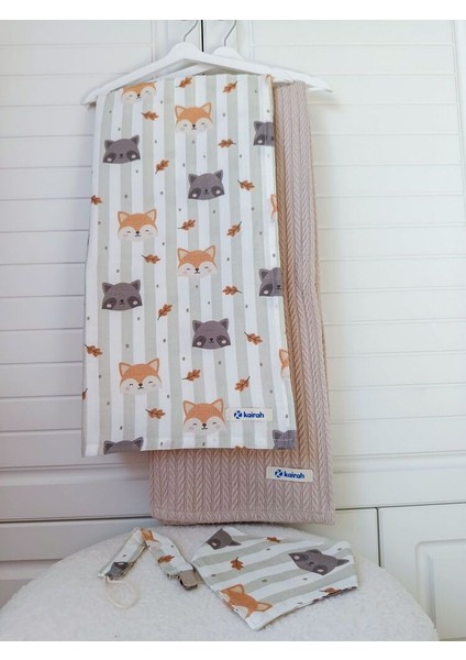 Sonbahar Tilki Desenli Müslin Battaniye Seti