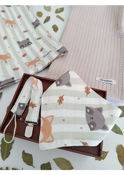 Sonbahar Tilki Desenli Müslin Battaniye Seti modelleri