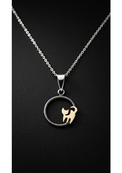 Üç Bacaklı Kedi Çember Gümüş Kolye Ucu modelleri