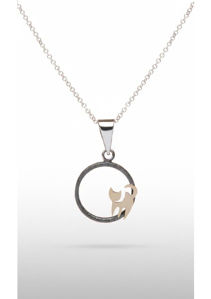 Üç Bacaklı Kedi Çember Gümüş Kolye Ucu indirimleri