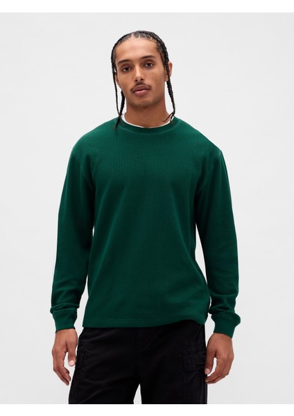 Erkek Yeşil Waffle Crew T-Shirt indirimleri
