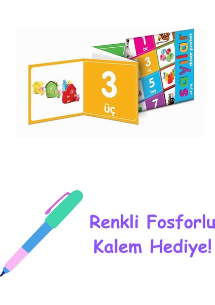 Sayılar Duvar Posteri + Fosforlu Kalem Hediye