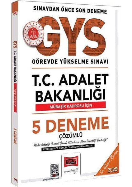 Yargı 2025 Gys Adalet Bakanlığı Mübaşir 5 Deneme Çözümlü Görevde Yükselme Yargı Yayınları
