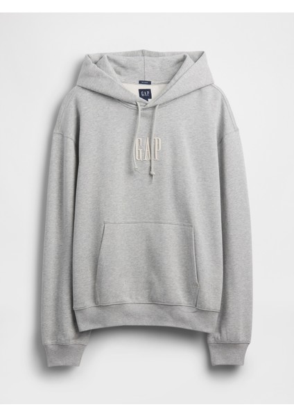 Erkek Gri Heavyweight Oversized Logo Kapüşonlu Sweatshirt fiyatları