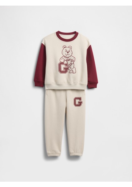 Erkek Bebek Kırmızı Varsity Logo Sweat Set