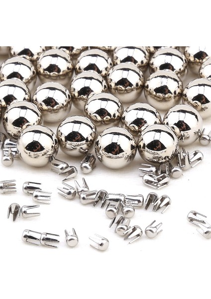 8 mm Deliksiz Çakma Inci Gümüş 100 Adet Çivisi ile Birlikte