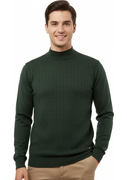 Erkek Yarım Balıkçı Kazak Çelik Örgü Regular Kalıp 5204B BGL-ST04855