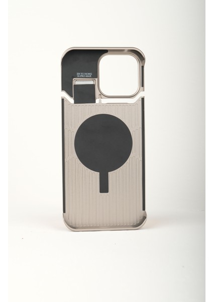 Therock 15 Pro Max Titanyum Gri Magsafe Özellikli Alüminyum Alaşımlı Hakiki Deri,kokulu Metal Kızaklı Telefon Kılıfı indirimleri