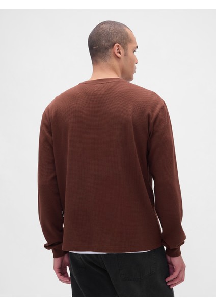 Erkek Kahverengi Waffle Crew T-Shirt fırsatları