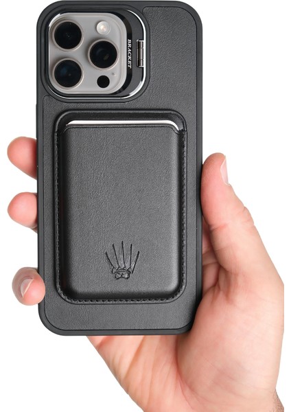 Primecase Iphone 16 Pro Max Siyah Manyetik Özellikli Standlı Deri Kılıf+Kartlık modelleri