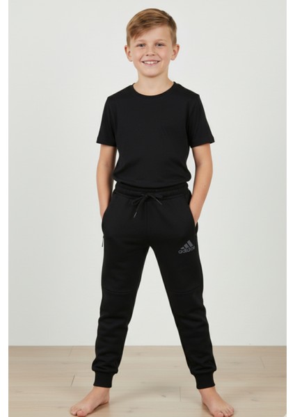 Çocuk Siyah Fermuarlı Cepli Ribanalı Eşofman Altı fiyatları