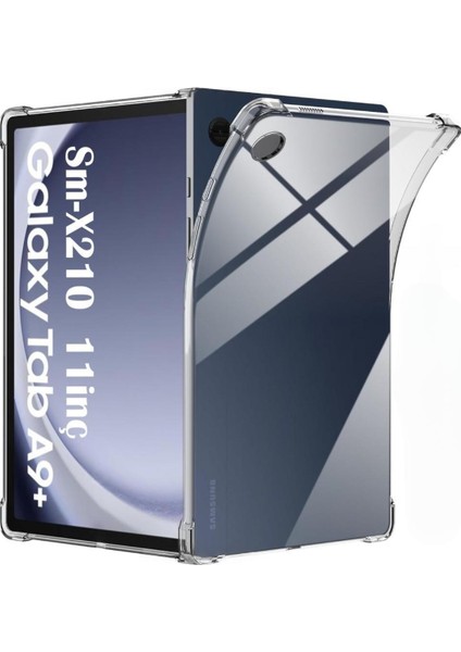 Galaxy Tab A9 Plus 11 Inç (SM-X210) Uyumlu Şeffaf Silikon Tablet Kılıf - Darbe Emici Köşe Korumalı Anti Shock Kapak