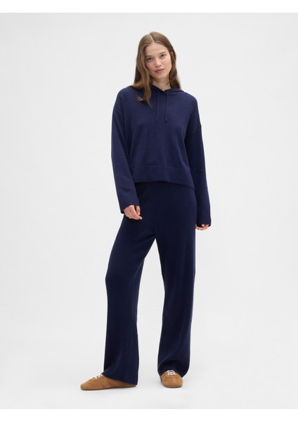 Kadın Lacivert Relaxed Cashsoft Kapüşonlu Sweatshirt fırsatları