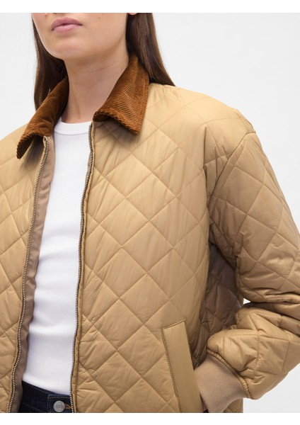 Kadın Kahverengi Relaxed Quilted Ceket modelleri