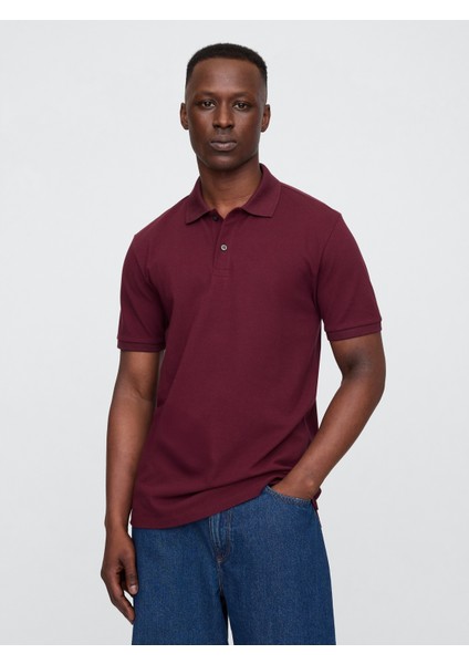 Erkek Bordo Pique Polo Yaka T-Shirt