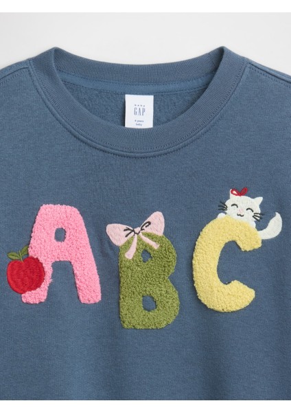 Kız Bebek Mavi Oversized Grafik Sweatshirt fiyatları