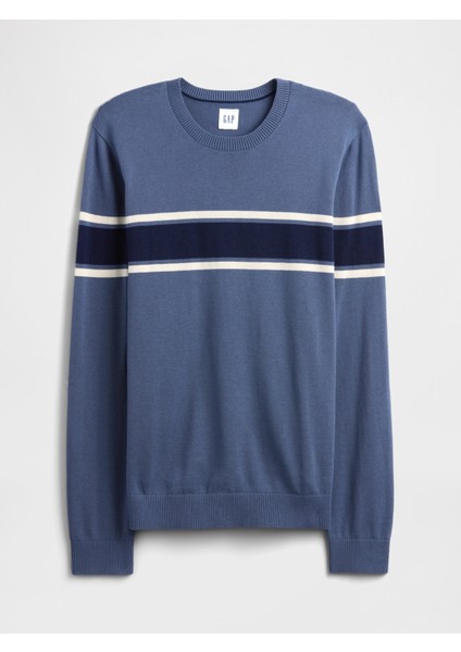 Erkek Mavi Çizgili Bisiklet Yaka Kazak fiyatları