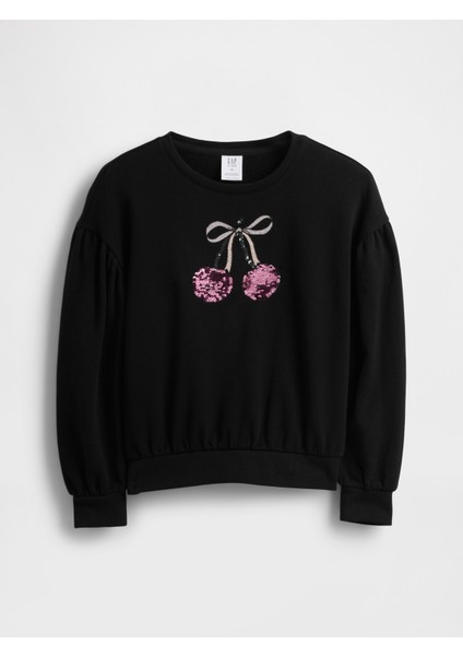 Kız Çocuk Siyah Relaxed Flippy-Sequin Grafikli Sweatshirt fiyatları