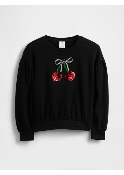 Kız Çocuk Siyah Relaxed Flippy-Sequin Grafikli Sweatshirt indirimleri