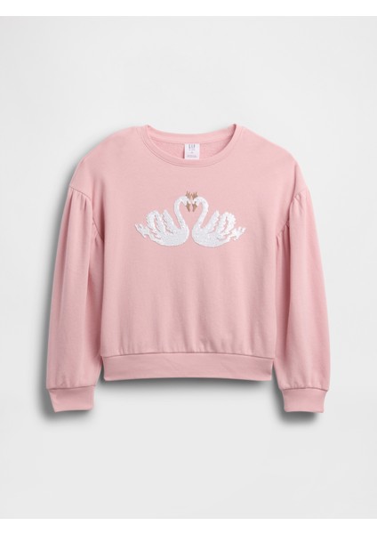 Kız Çocuk Pembe Relaxed Flippy-Sequin Grafikli Sweatshirt indirimleri