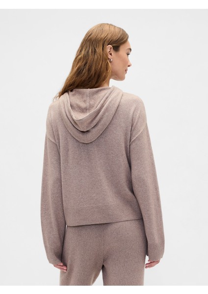 Kadın Açık Pembe Relaxed Cashsoft Kapüşonlu Sweatshirt indirimleri