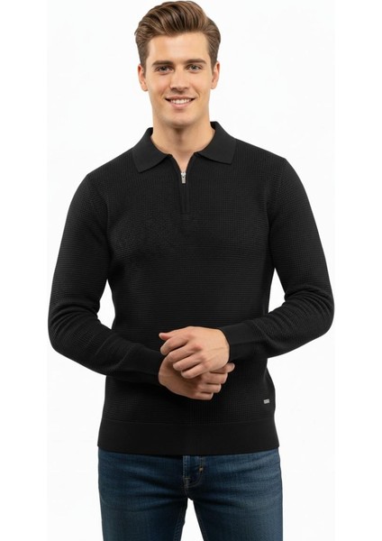 Erkek Fermuarlı Polo Yaka Triko Kazak 5240F BGL-ST04852