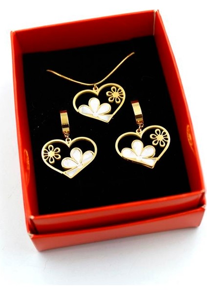 Papatya Kalp Set Kolye - Altın fiyatları